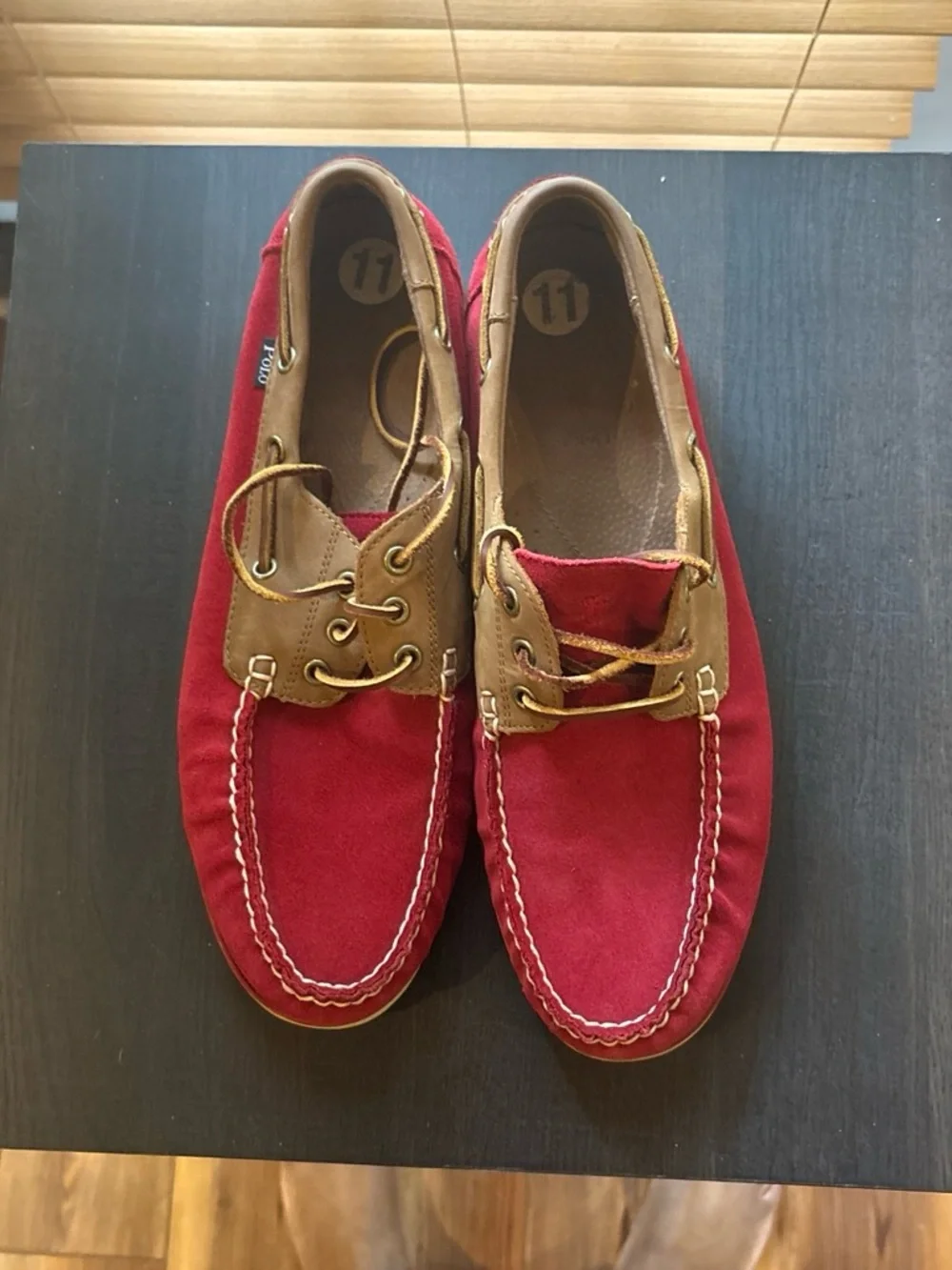 Polo by Ralph Lauren Red Suede and Brown Leather Boot Shoes